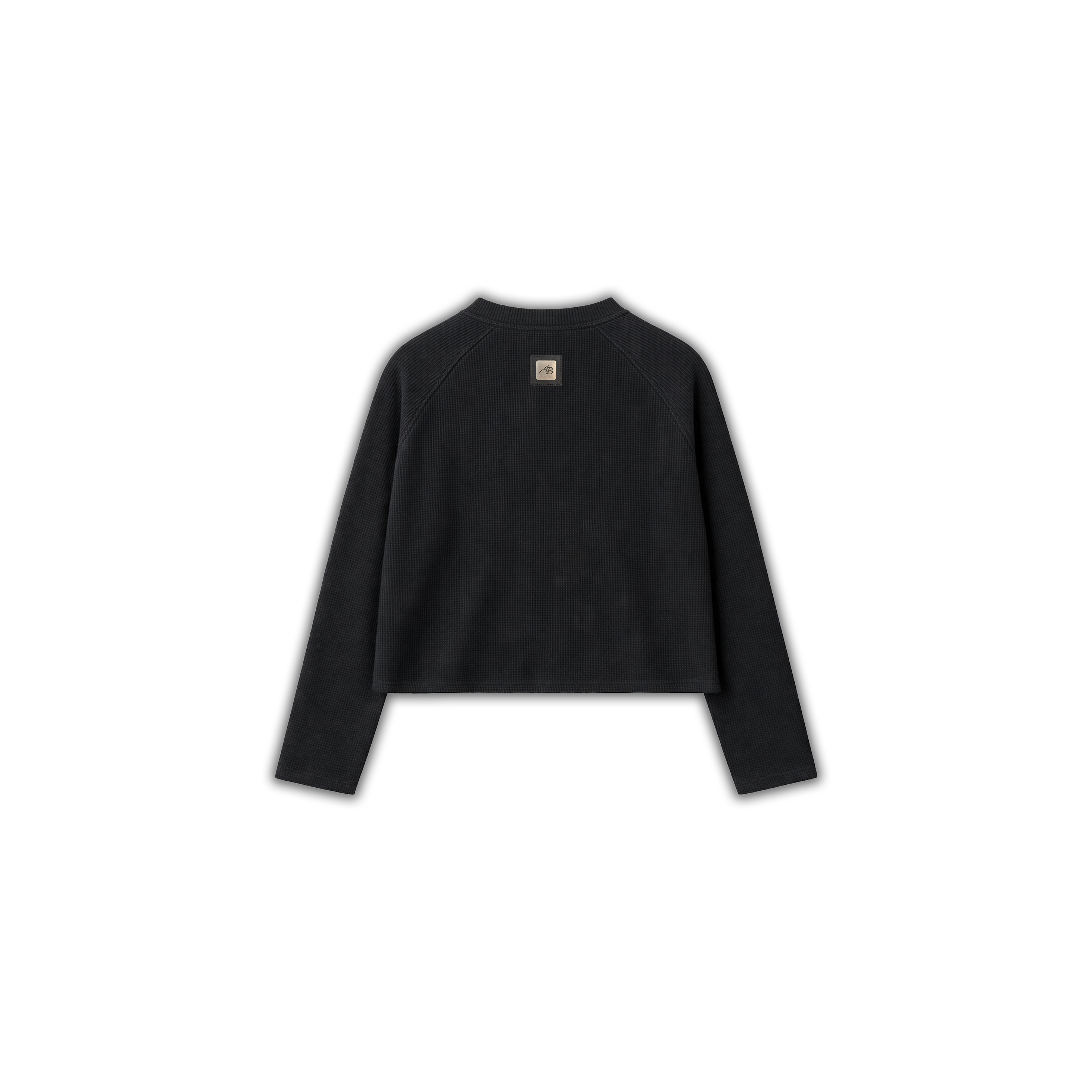 Monochrome Cropped Waffle Long Sleeve
